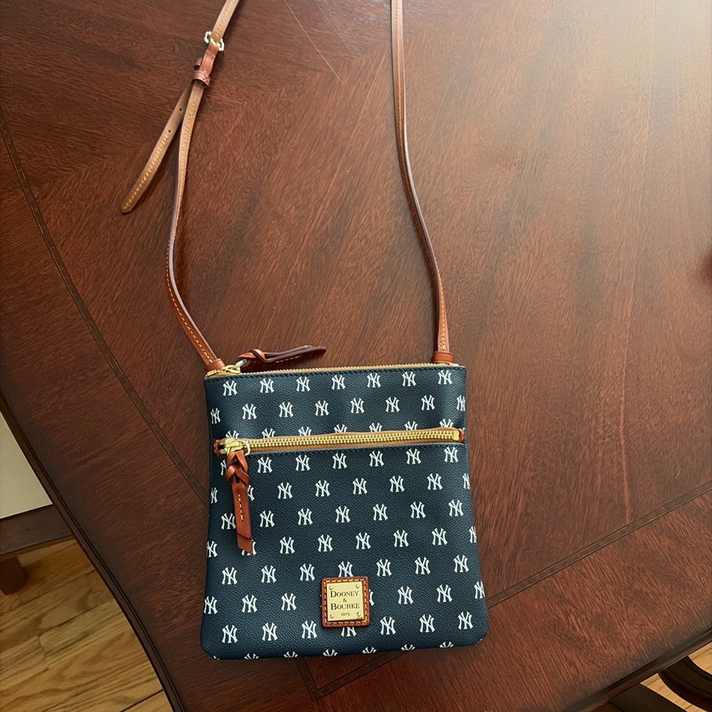 Dooney & Bourke Navy Crossbody Bag with Tan Trim